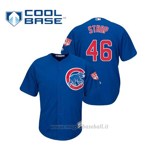 Maglia Baseball Uomo Chicago Cubs Pedro Strop Cool Base Entrenamiento De Primavera 2019 Blu